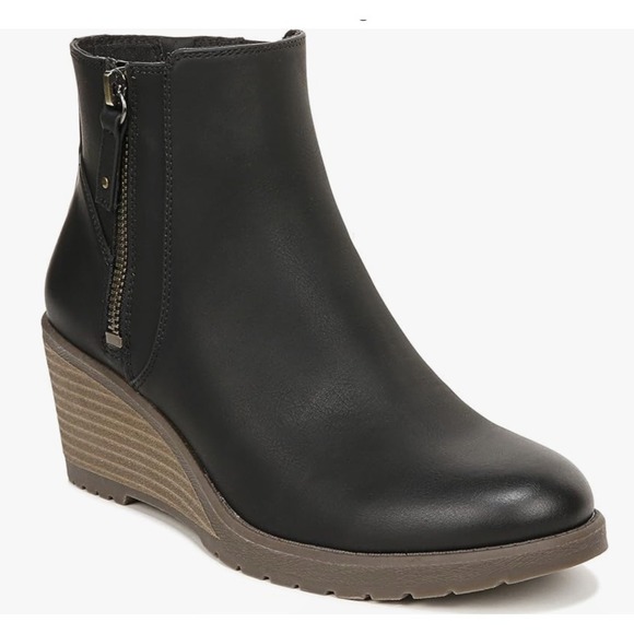 Dr. Scholl's Wedge Ankle Boots Wide Width Odor Control‎ Black 8.5W - Picture 1 of 5